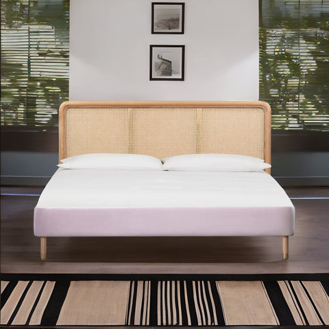 Premium Rattan Curved Arch Solid Wood Bed - All Sizes