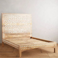 Alessia Carved Solid Wood Moroccan Inspired Bed- All Sizes