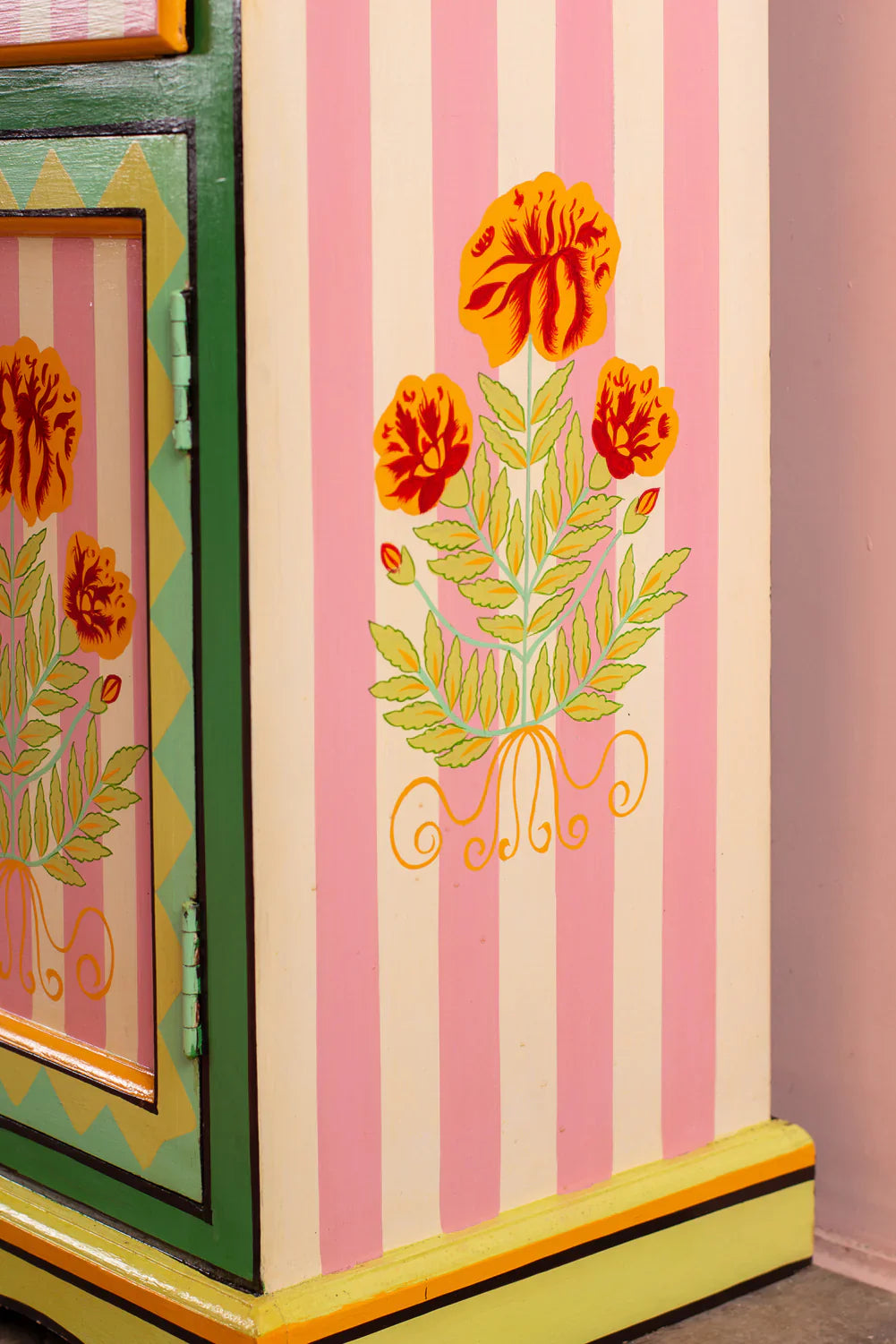 Marigold Hand Painted Mango Wood Cabinet