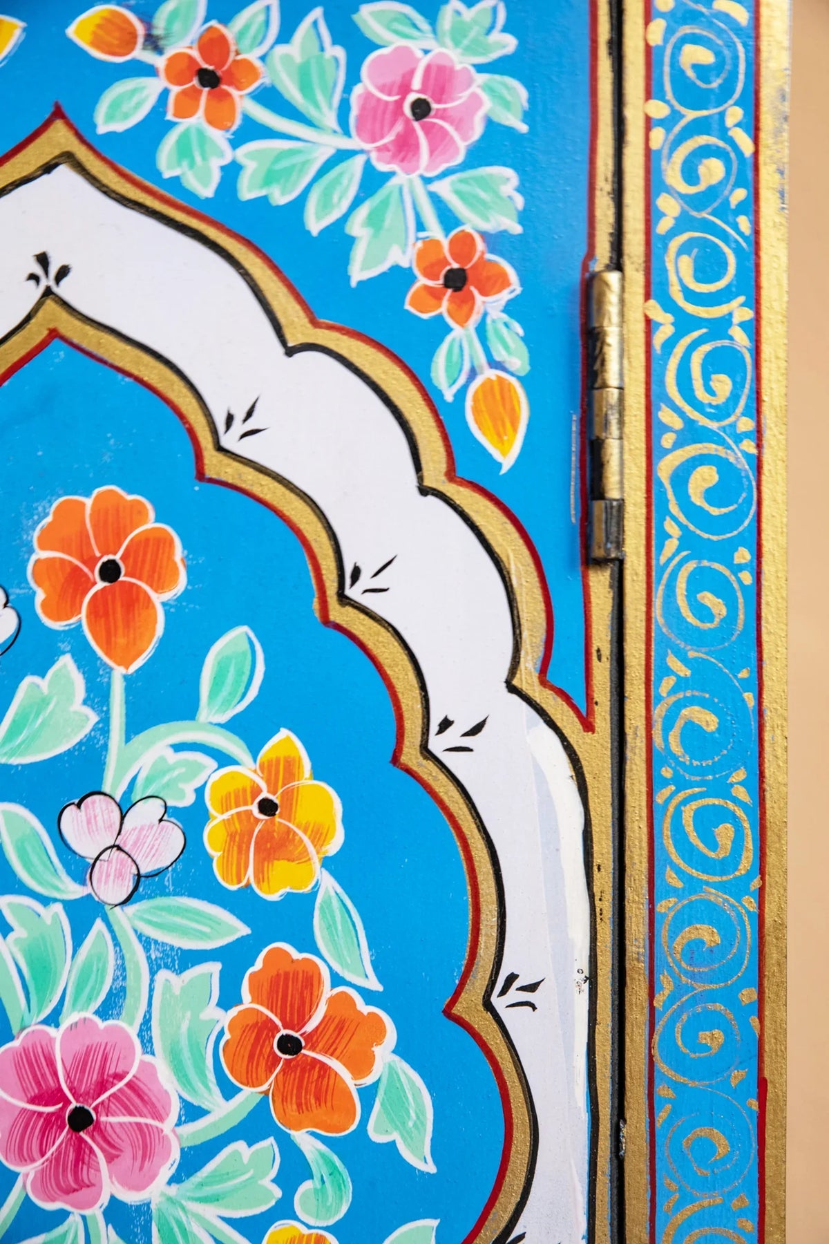 Floral Mango Wood Hand Painted Cabinet