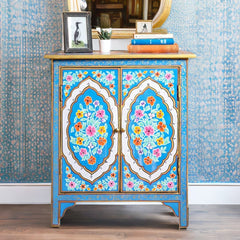 Floral Mango Wood Hand Painted Cabinet
