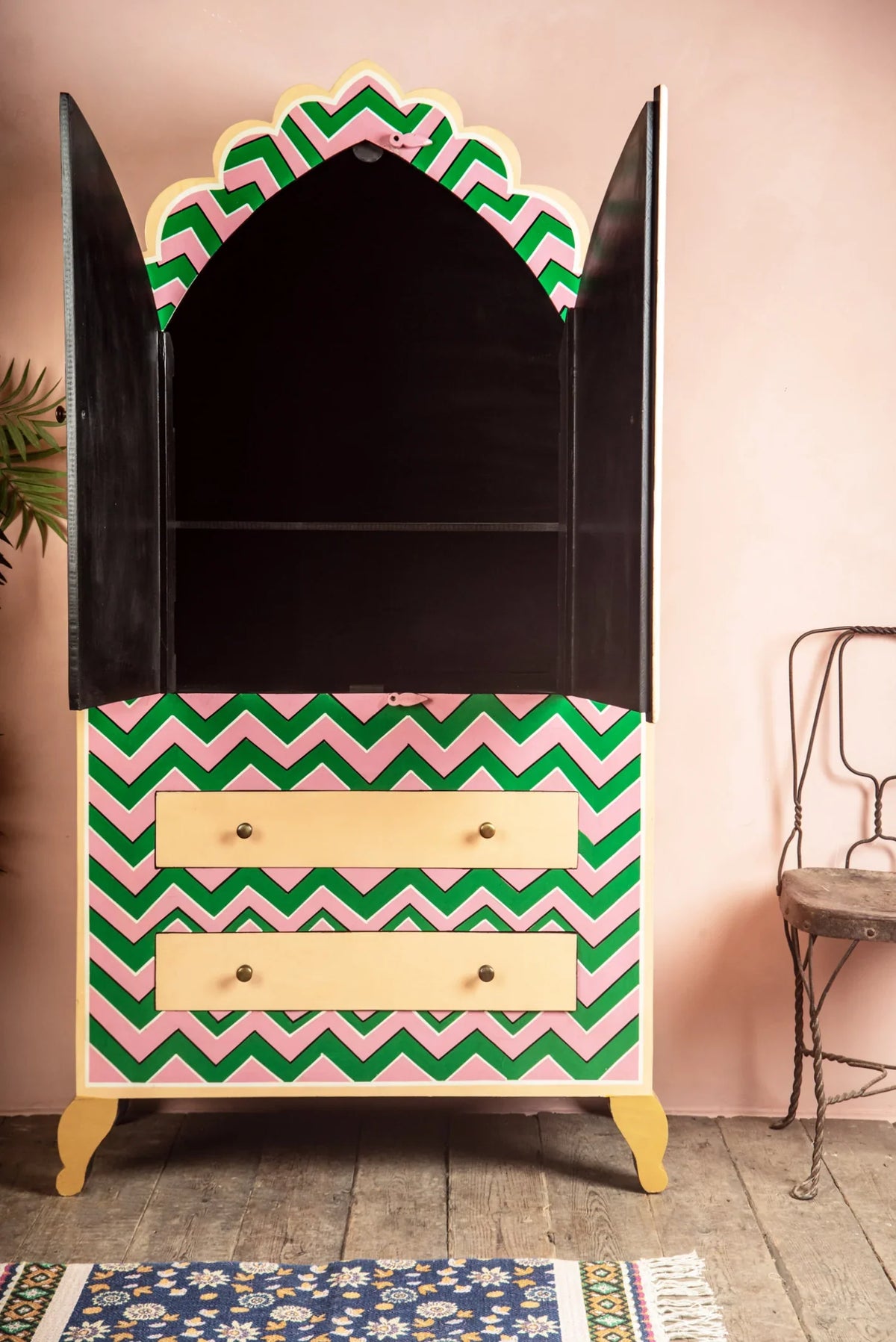 Jaipur Style Hand Painted Mango Wood Cabinet