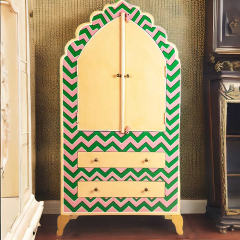 Jaipur Style Hand Painted Mango Wood Cabinet