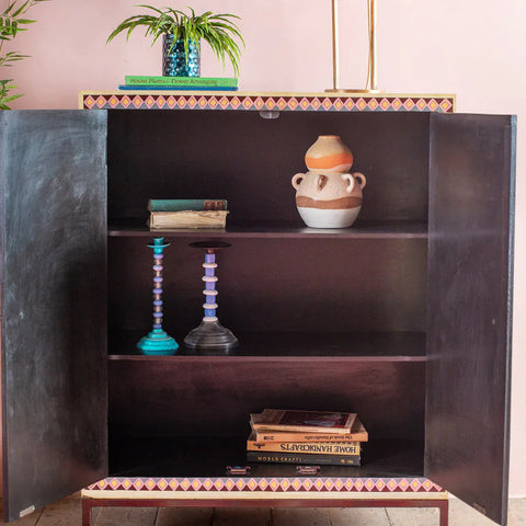 Jaipur Style Hand Painted Mango Wood Cabinet