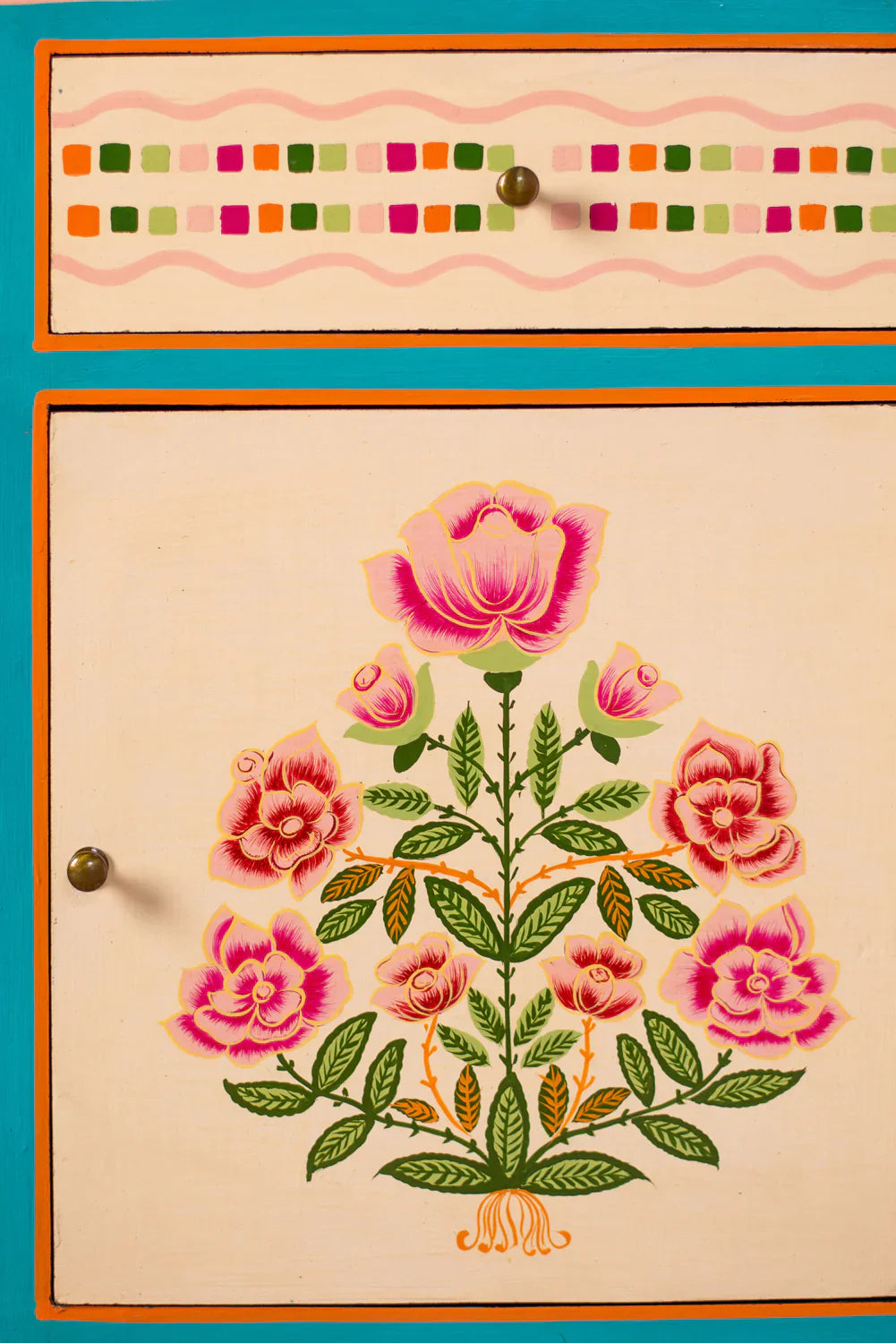 Jaipur Style Hand Painted Mango Wood Cabinet