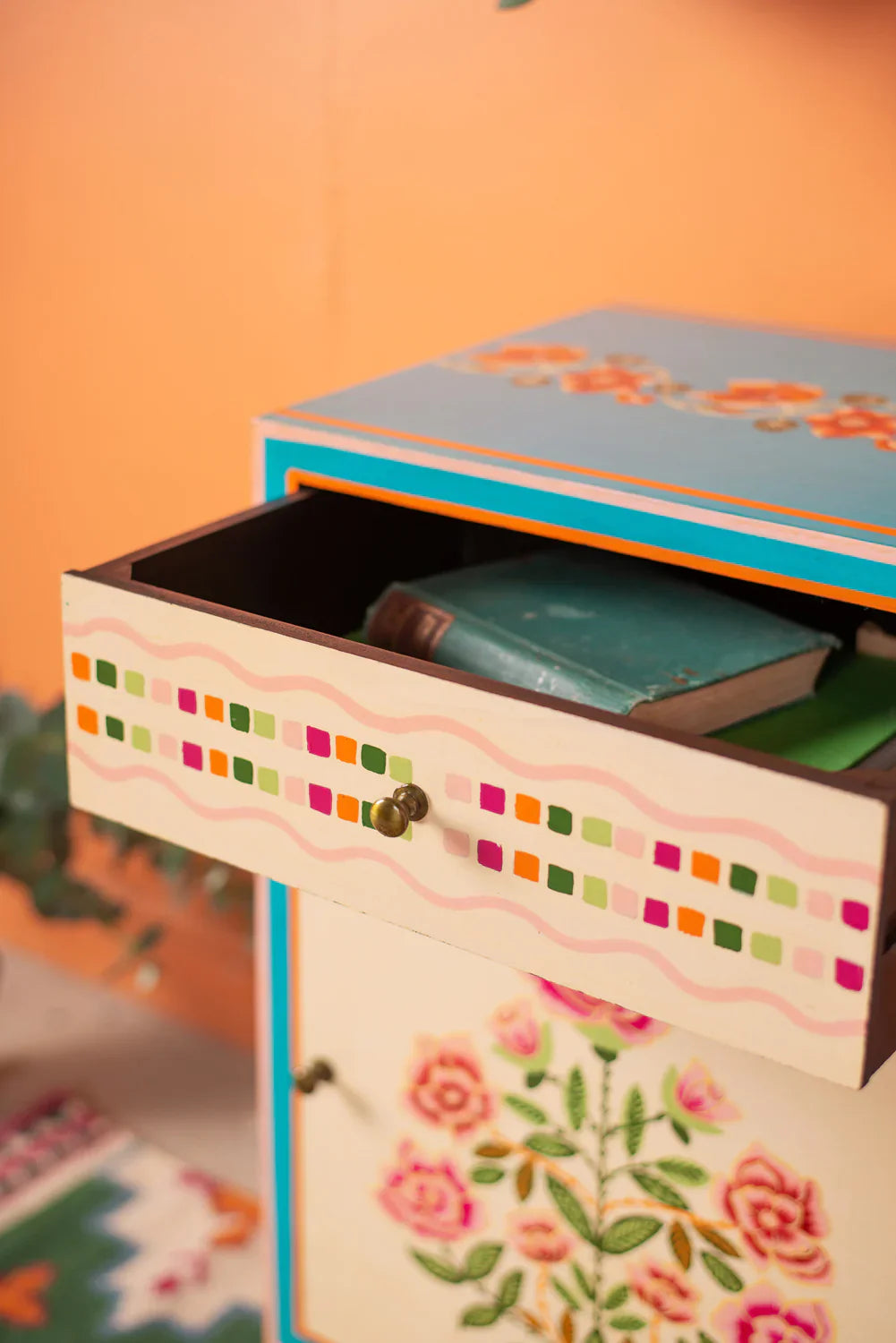 Jaipur Style Hand Painted Mango Wood Cabinet