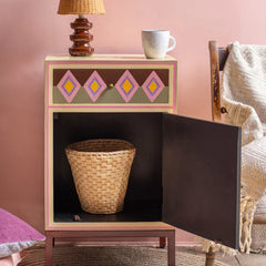 Living Room Wooden Cabinet - floral design