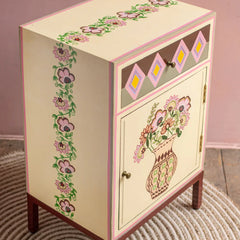 Living Room Wooden Cabinet - floral design