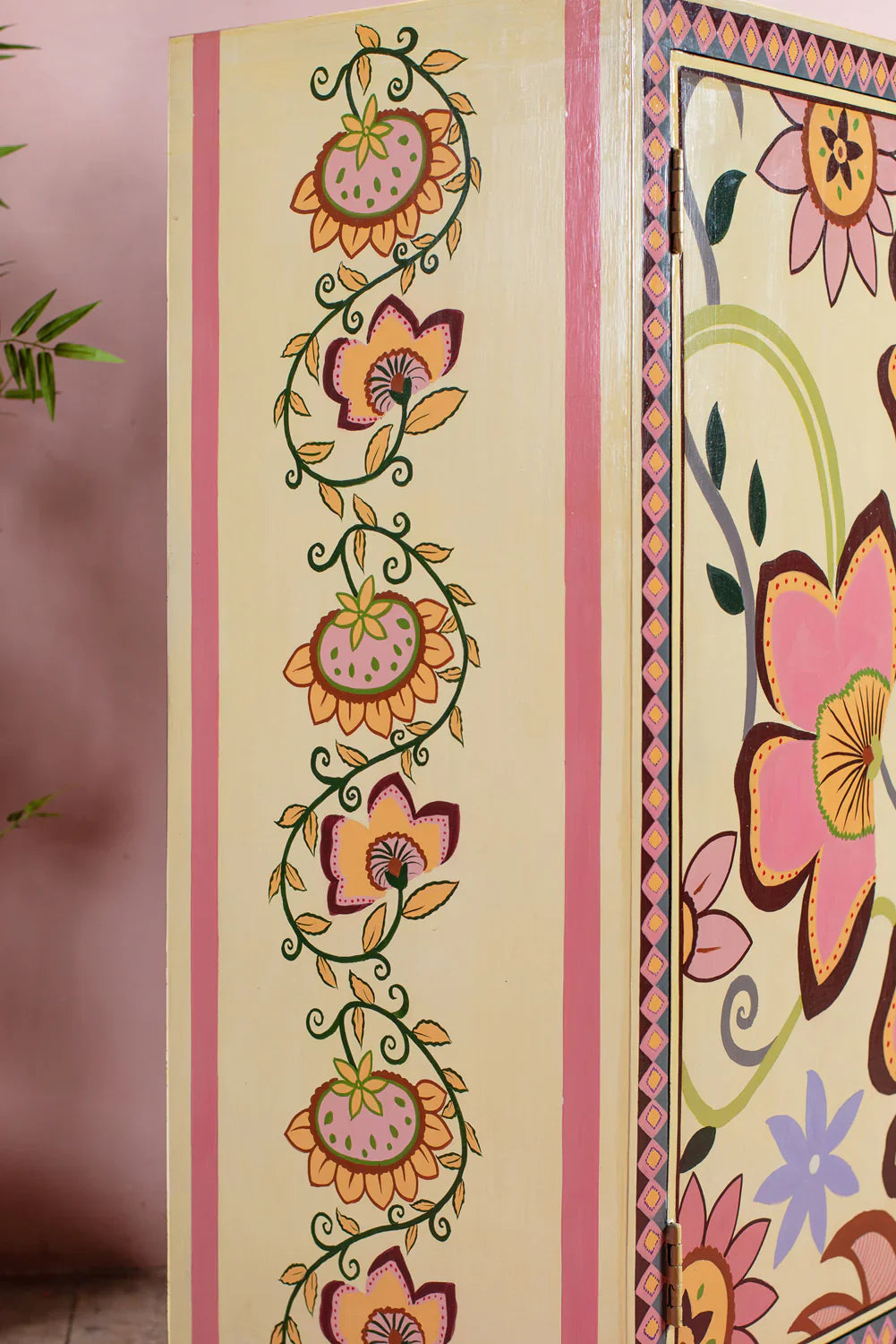 Living Room Wooden Cabinet - floral design