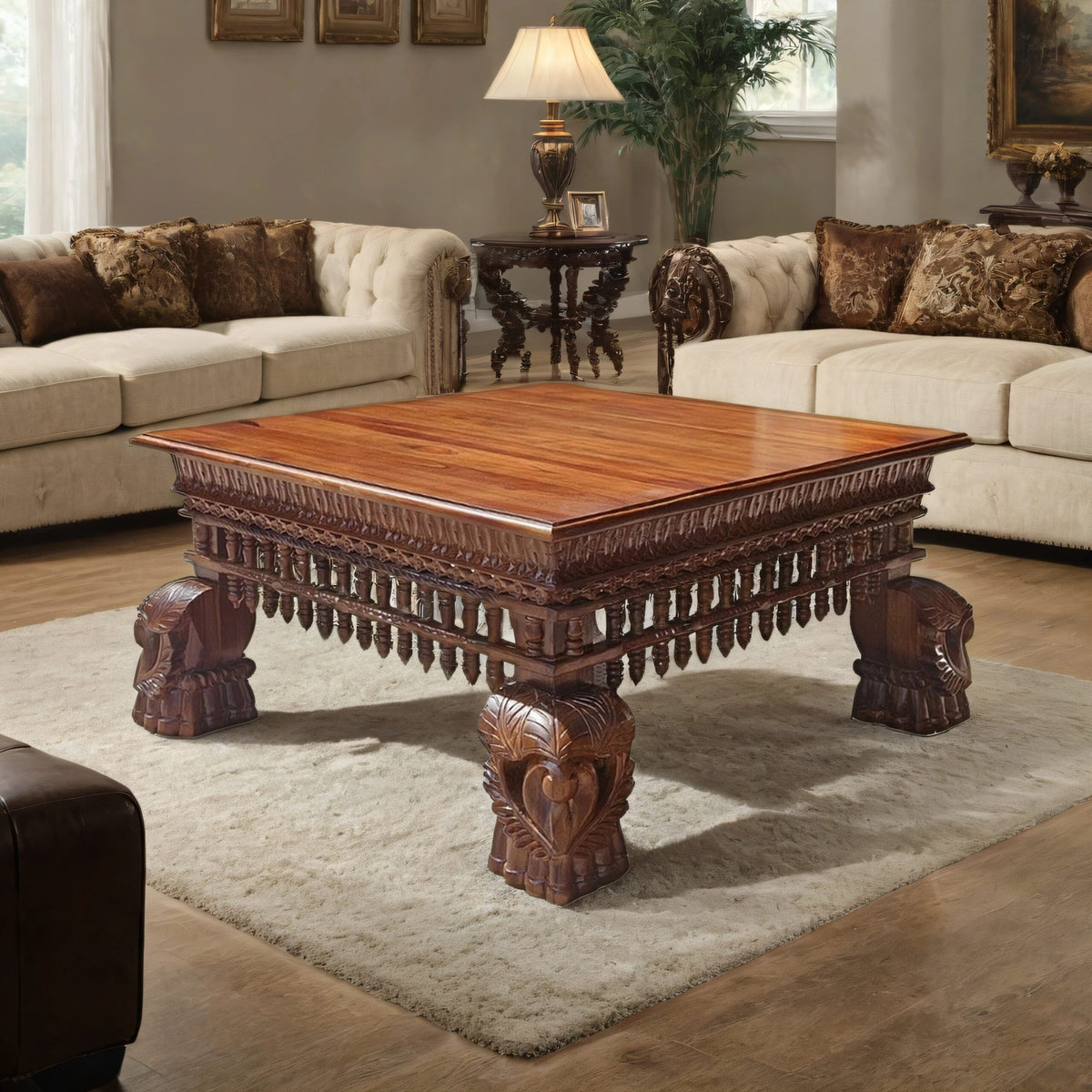 Modern Darbar Vintage Style Ebony Mango Wood Coffee Table