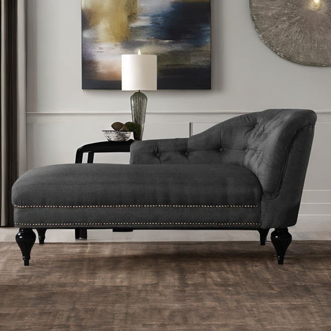 Modern RHS Fabric Chaise Lounger in Grey Colour