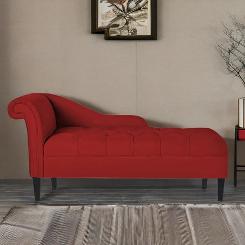 Modern  Fabric Chaise Lounger in Blood Maroon Colour