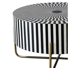 Bone Inlay Round Black And White Coffee Table