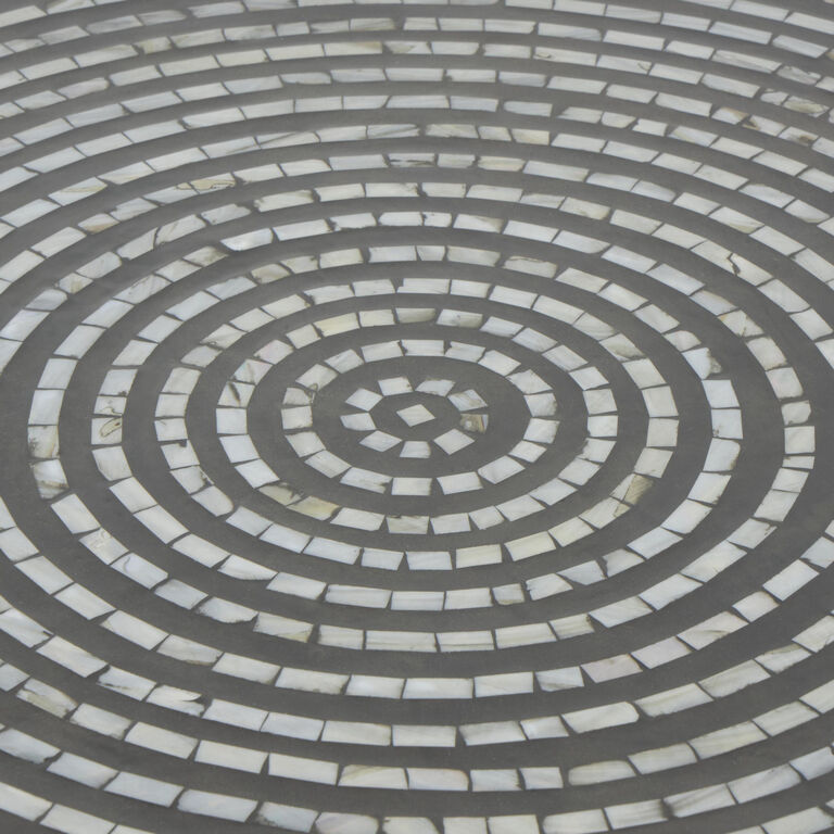 Athena Mother Of Pearl Inlay Round Coffee Table In Silver