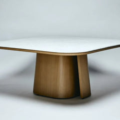 Classic Marble & Walnut Square Dining Table