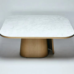 Classic Marble & Walnut Square Dining Table