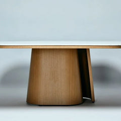 Classic Marble & Walnut Square Dining Table