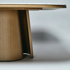 Classic Marble & Walnut Square Dining Table