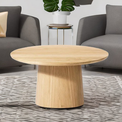 Modern-Looking Round Coffee Table | Natural Finish