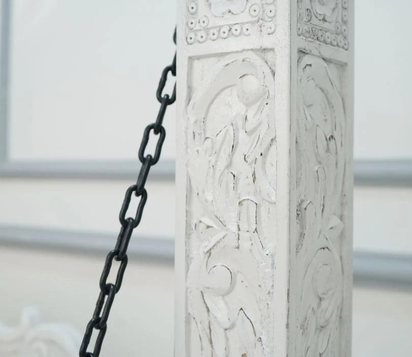 Solid Wood 2 Seater Swing Chair - White Finish