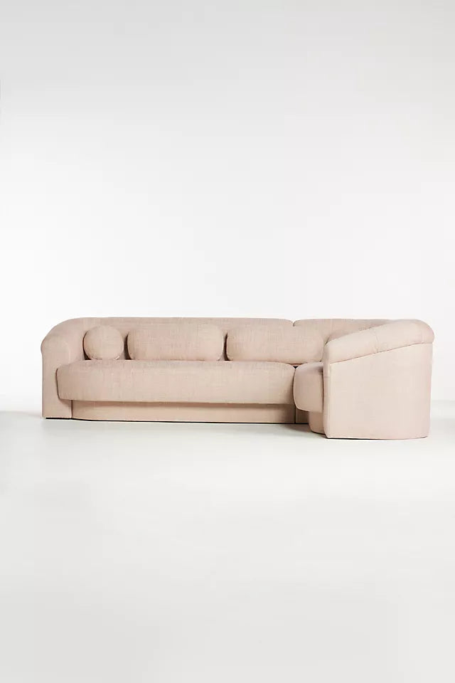 Solid Wood Modular Sofa - Light Pink
