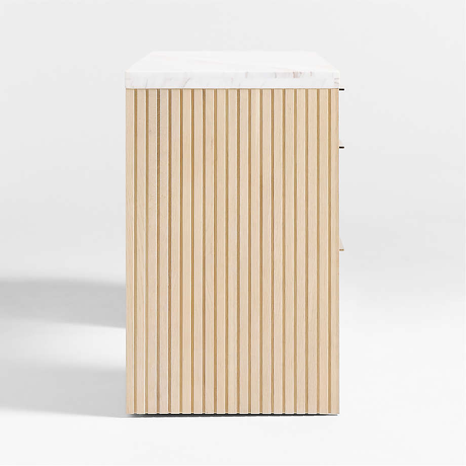 Antalya Modern Natural Oak Wood Desk With White Marble Top