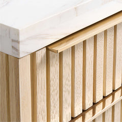 Antalya Modern Natural Oak Wood Desk With White Marble Top