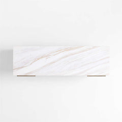 Antalya Modern Natural Oak Wood Desk With White Marble Top