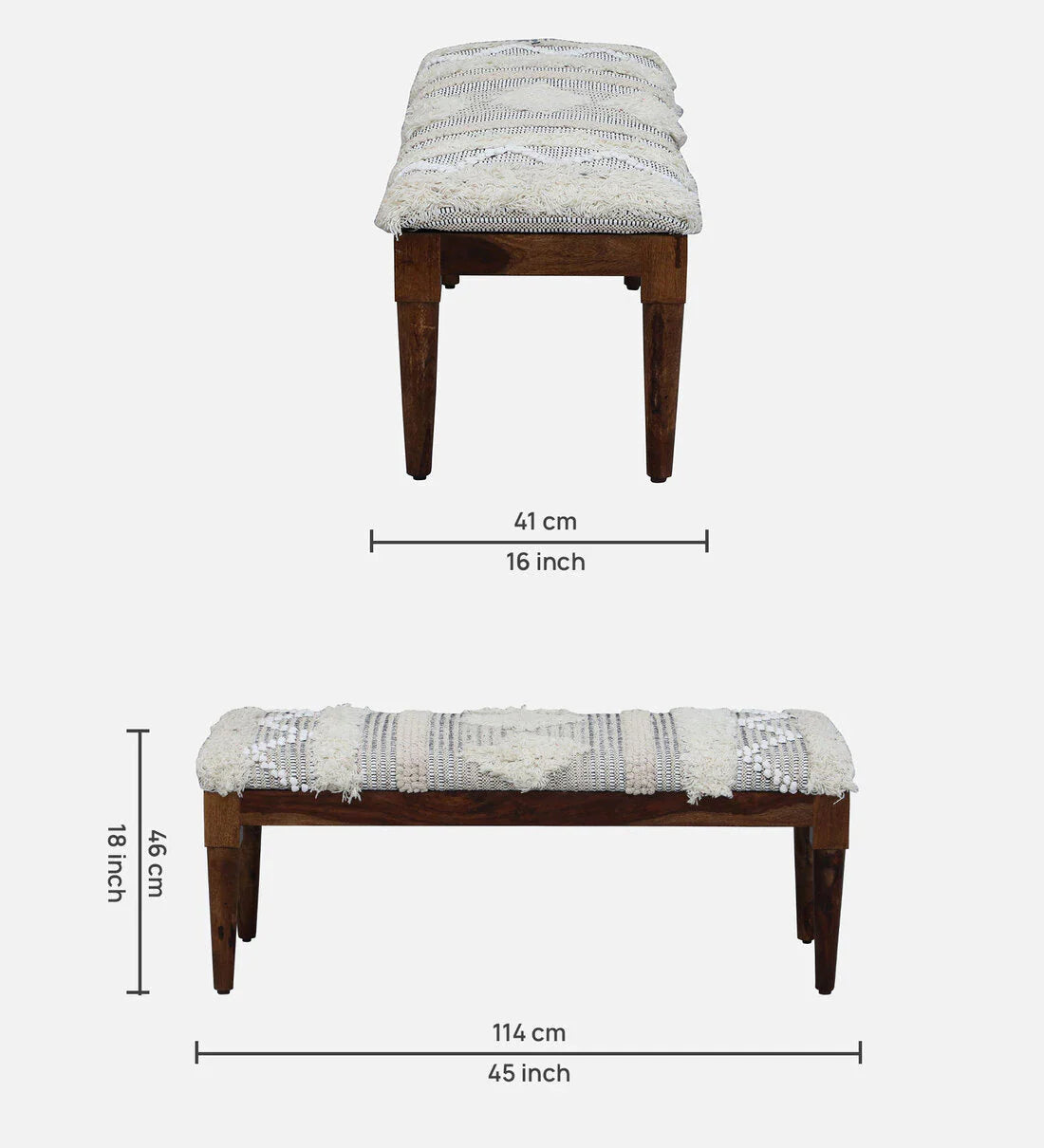 Classic  Sheesham Wood Bench In Provincial Teak Finish