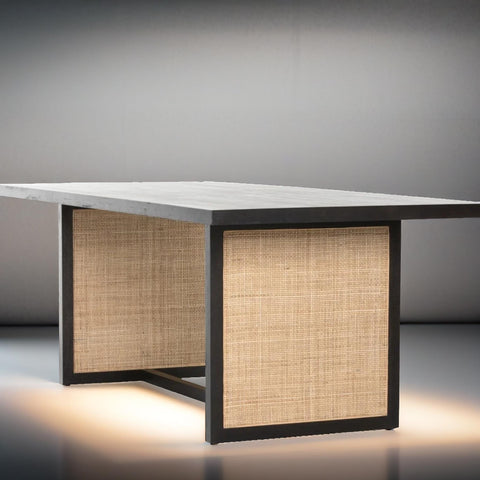 Mango Wood Dining Table with Cane Work