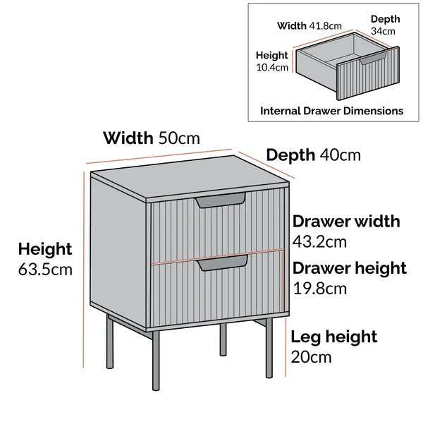 Solid Wood Bedside Table With Drawer - Taupe Finish