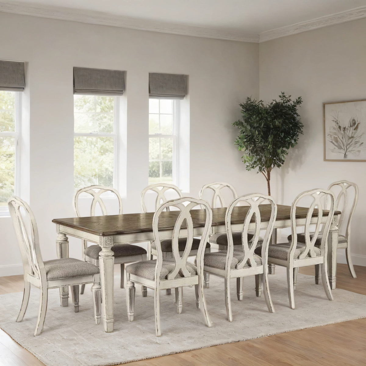 French Solid Wood Distressed Finish Dining Table Set - 4 Seater, 6 Seater, 8 Seater - All Sizes