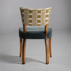 Amber Wooden Dining Chair In Ikat Stripe And Velvet