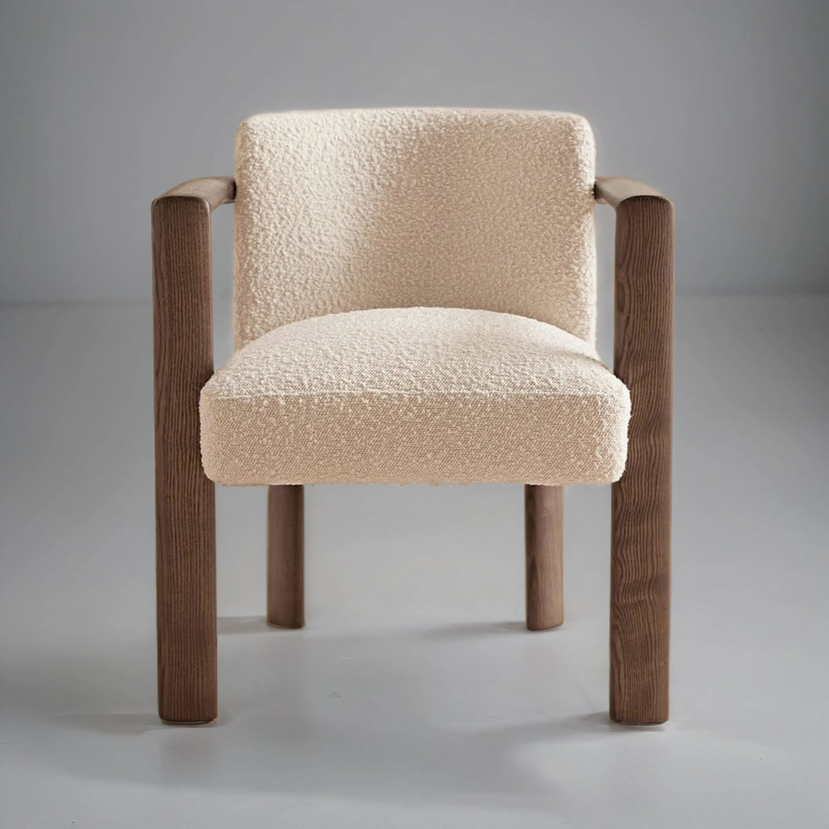 Noir Curved Backrest Boucle Dining Chair