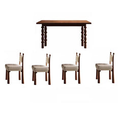 Apollo Solid Wood Mid Century Dining Set With Boucle Chairs - 4 Seater, 6 Seater - All Sizes