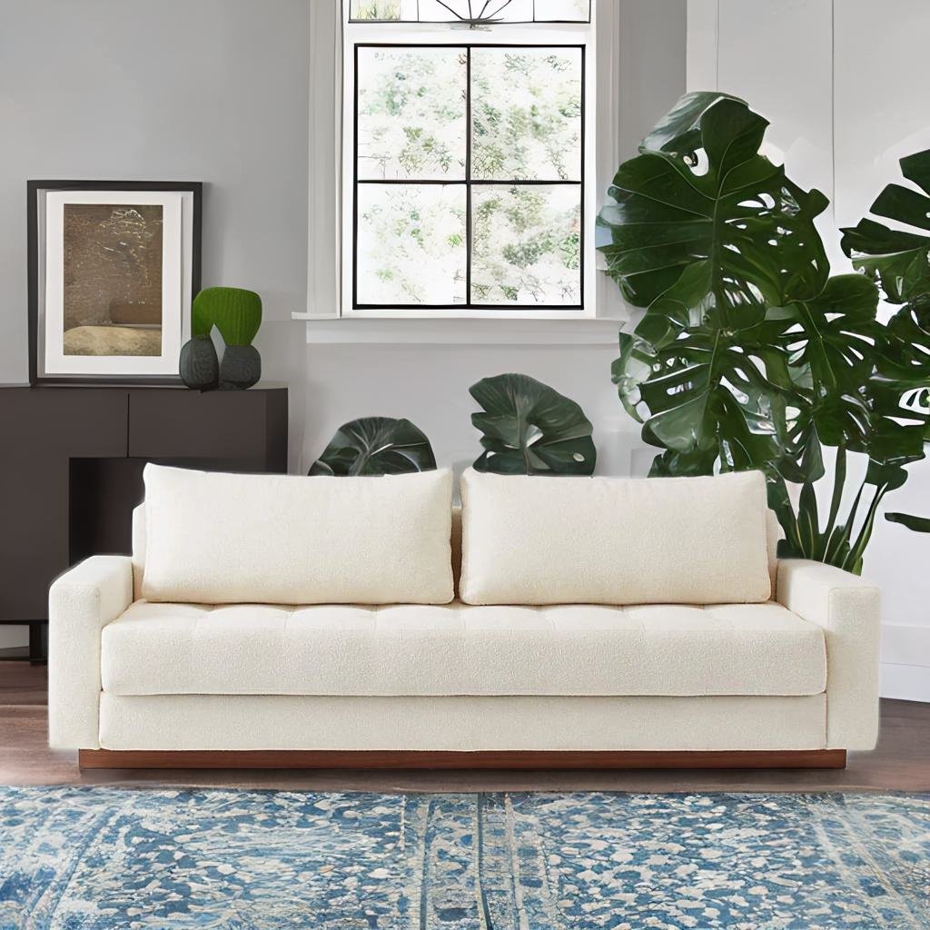 Modern Fabric Uberlyfe Sofa Bed In White