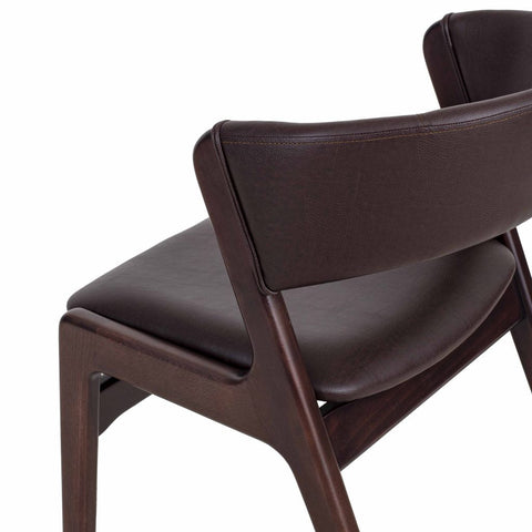Modern Solid Wood & Leather Curved Arm Chair