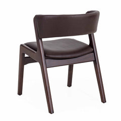 Modern Solid Wood & Leather Curved Arm Chair