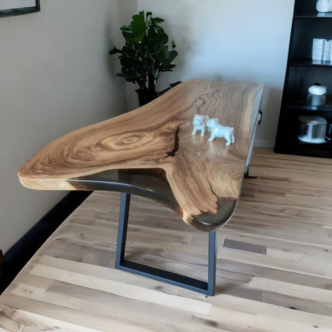 Modern Live Edge Epoxy Coffee Table Black