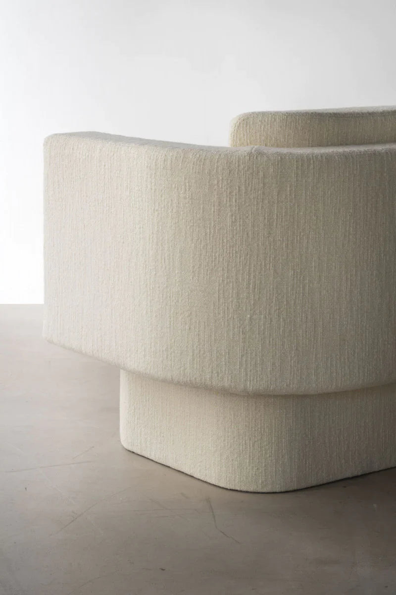 Milano Modern Off- White Finish Boucle Fabric Sofa - 3 Seater