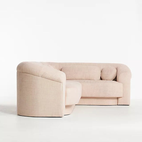 Solid Wood Modular Sofa - Light Pink