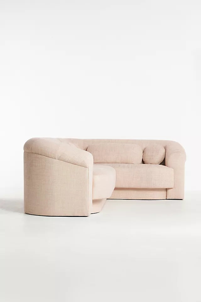 Solid Wood Modular Sofa - Light Pink