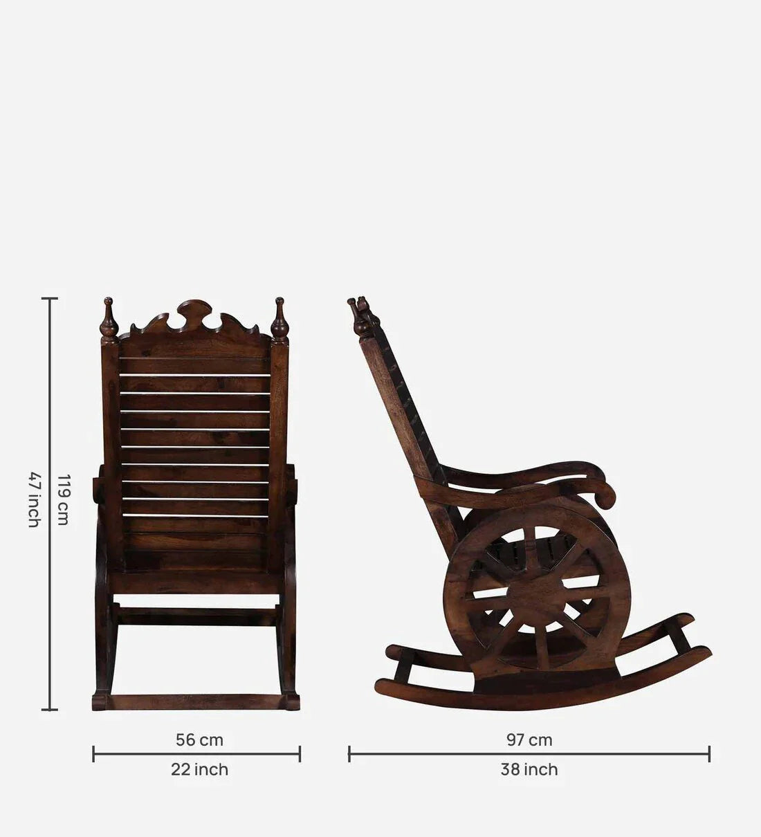 Classic Sheesham Wood Rocking Chair in Provincial Teak Finish