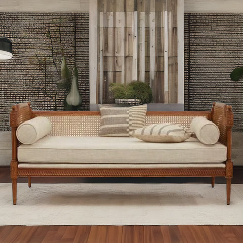 Classic Rattan Solid Wood Daybed - Natural Finish