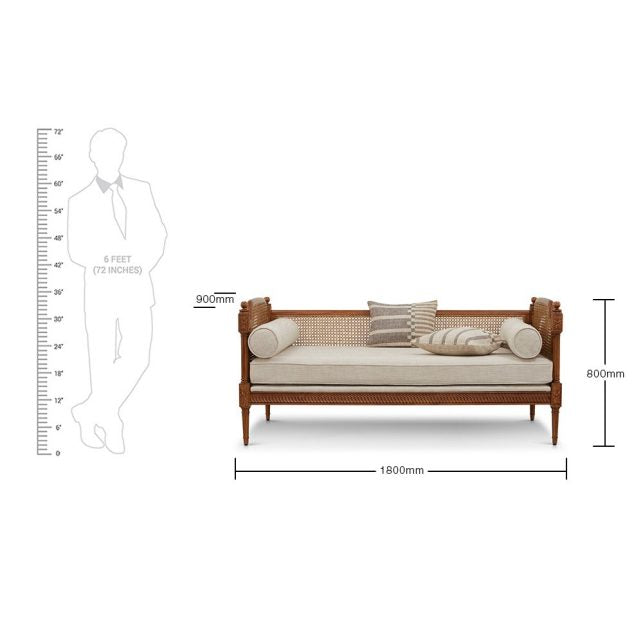 Classic Rattan Solid Wood Daybed - Natural Finish