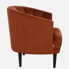 Elizabeth Premium Velvet Fabric Rust Brown Colour Barrel Chair