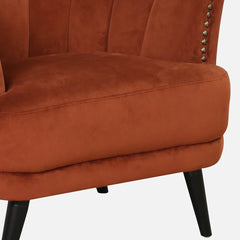 Elizabeth Premium Velvet Fabric Rust Brown Colour Barrel Chair
