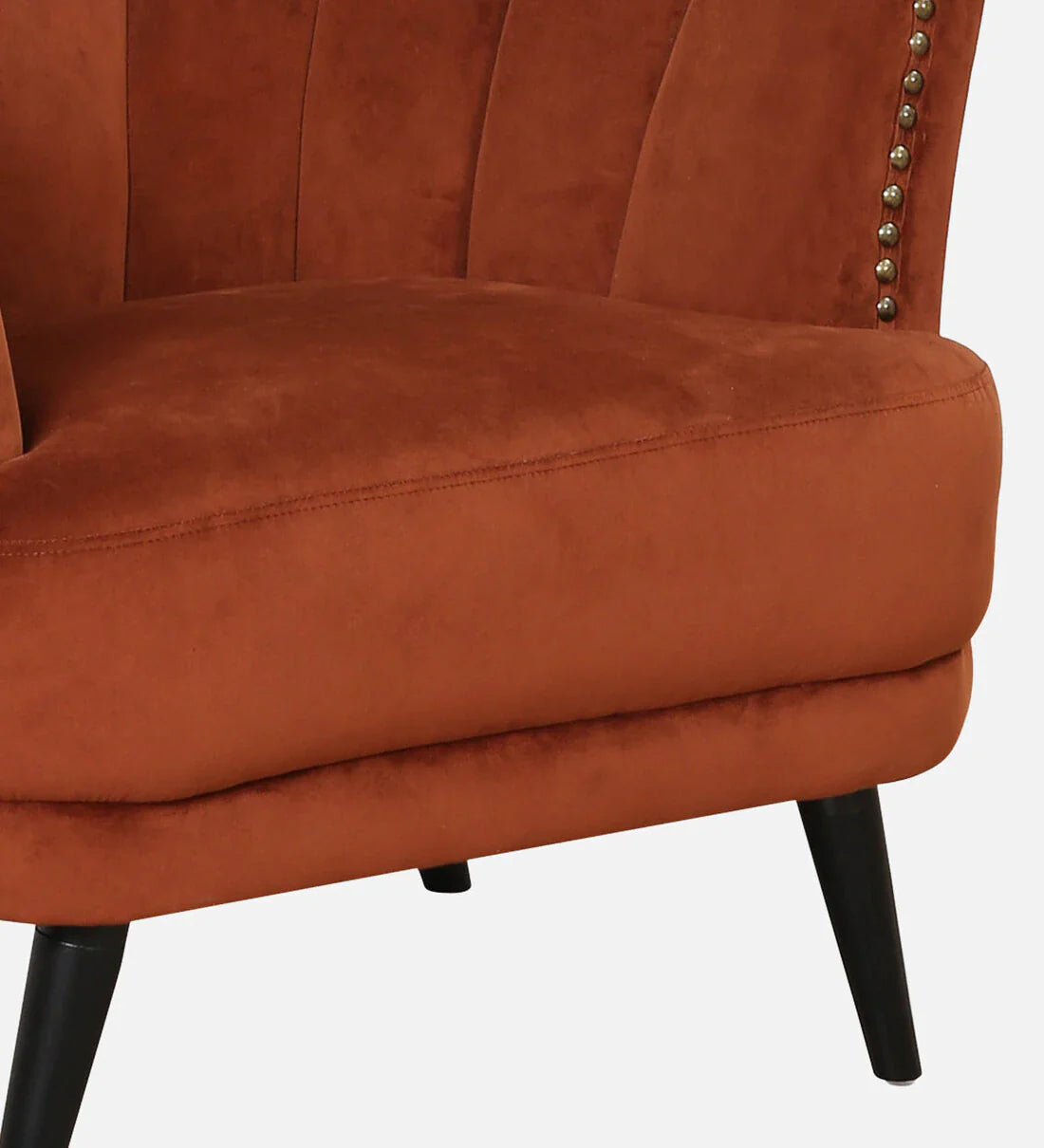 Elizabeth Premium Velvet Fabric Rust Brown Colour Barrel Chair