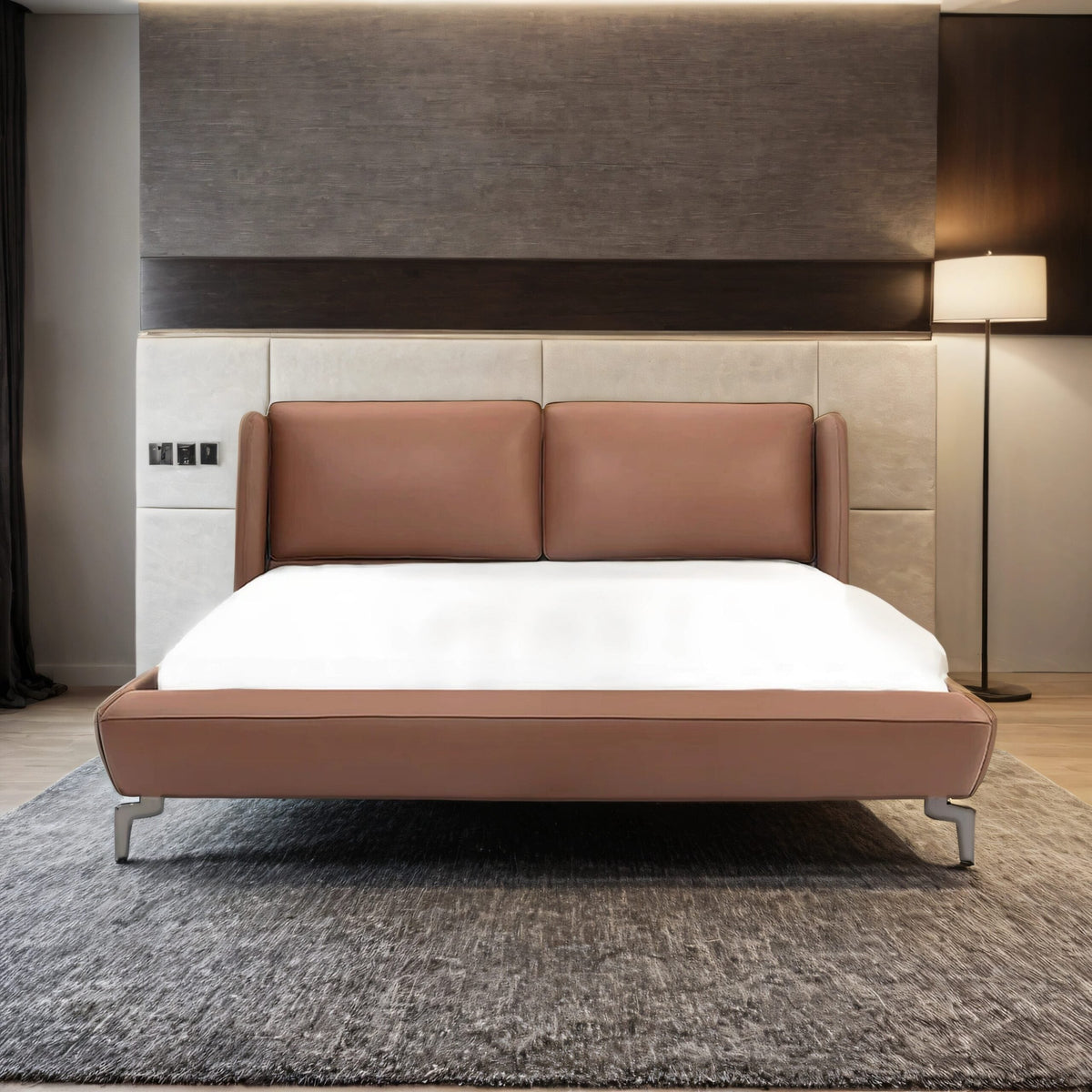 Delyssa Leather Upholstered Bed- All Sizes