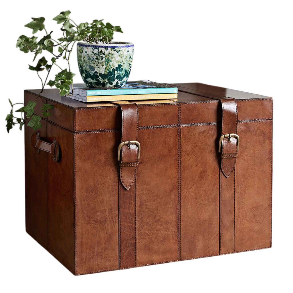 Vintage Leather Trunk Side Table